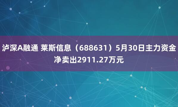 泸深A融通 莱斯信息(688631)5月30日主力资金净卖出2911.27万元