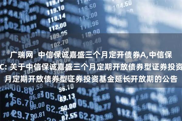 广瑞网 中信保诚嘉盛三个月定开债券A,中信保诚嘉盛三个月定开债券C: 关于中信保诚嘉盛三个月定期开放债券型证券投资基金延长开放期的公告
