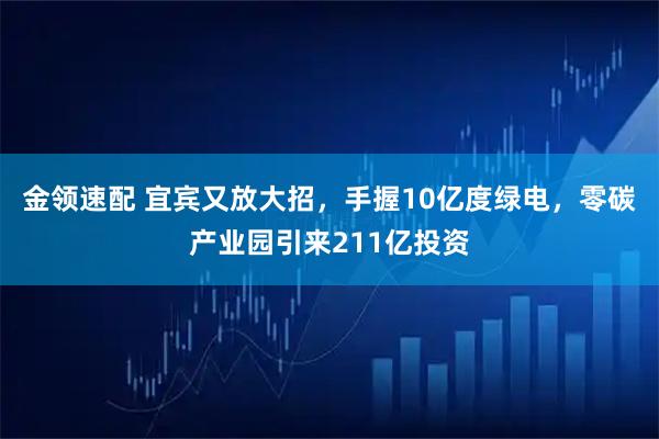 金领速配 宜宾又放大招，手握10亿度绿电，零碳产业园引来211亿投资