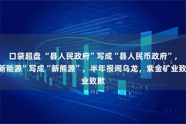 口袋超盘 “县人民政府”写成“县人民币政府”，“新能源”写成“新熊源”，半年报闹乌龙，紫金矿业致歉